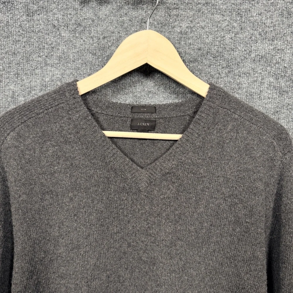 J. Crew Mens Size Large Sweater Gray Slim Fit V Neck Merino Wool Nylon‎ Alpaca